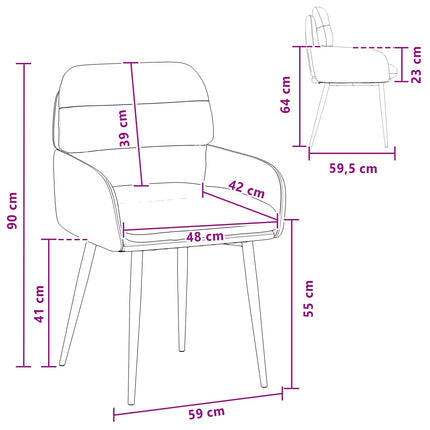 Spisestole 6 stk. Fløjl Vinrød 59 x 59,5 x 90 cm