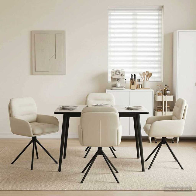 Svingende Spisestole 4 pcs Kunstlæder Cremefarvet