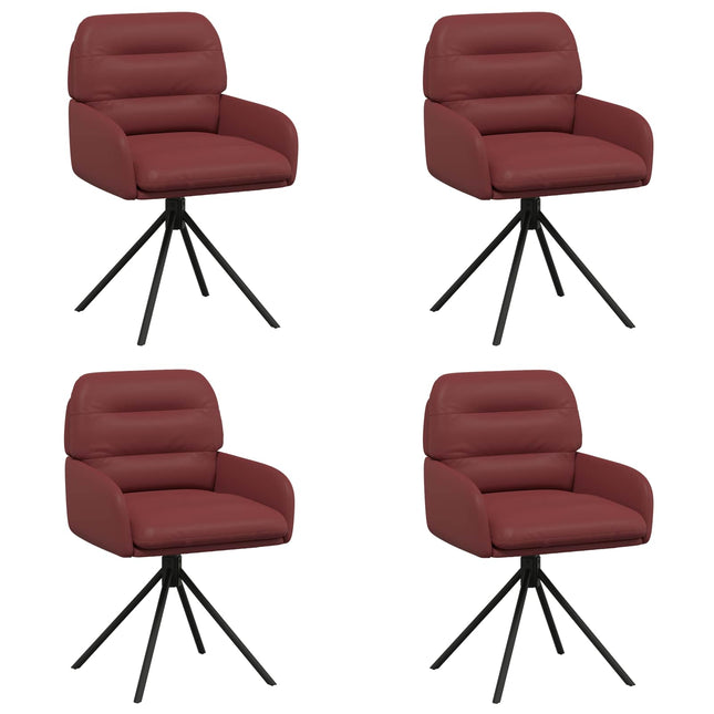 Svingende Spisestole 4 pcs Kunstlæder Vinrød 59 x 59,5 x 90 cm