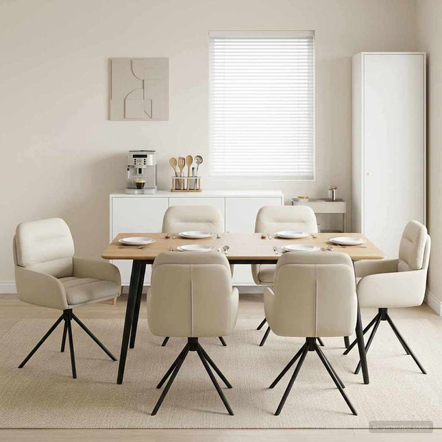 Svingende Spisestole 6 pcs Kunstlæder Cremefarvet