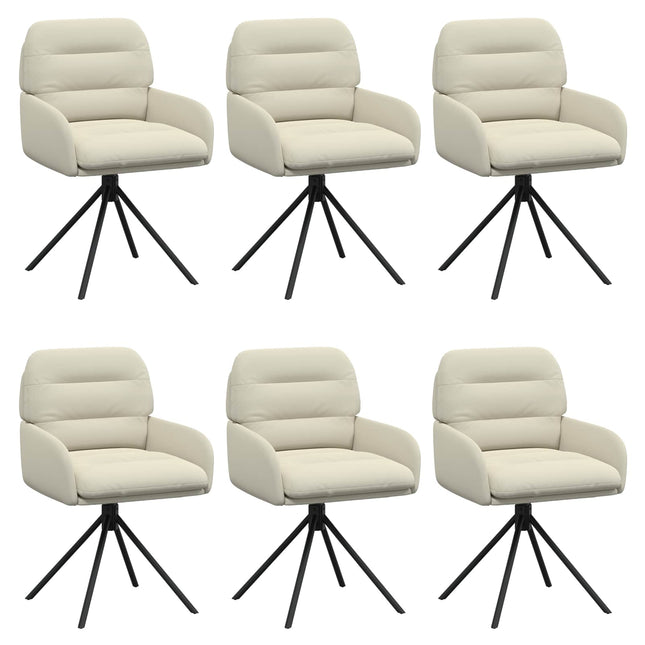 Svingende Spisestole 6 pcs Kunstlæder Cremefarvet
