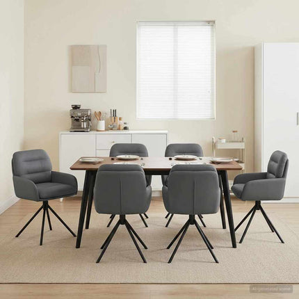 Svingende Spisestole 6 stk. Kunstlæder Grå 59 x 59,5 x 90 cm