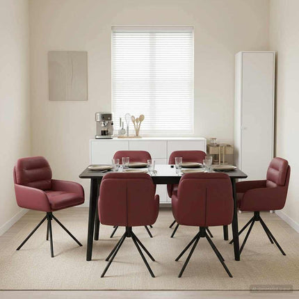 Svingende Spisestole 6 stk. Kunstlæder Vinrød 59 x 59,5 x 90 cm