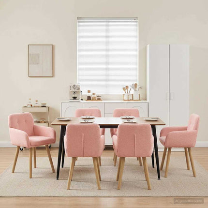 Spisestole 6 stk. Bouclé Lyserød 59 x 56,5 x 85 cm