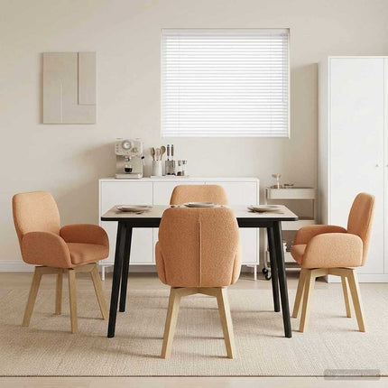 Svingende Spisestole 4 stk. Bouclé Beige 54 x 58 x 87 cm