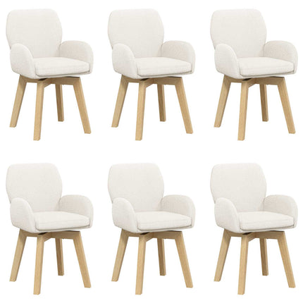 Svingende Spisestole 6 pcs Bouclé Cremefarvet 54 x 58 x 87 cm