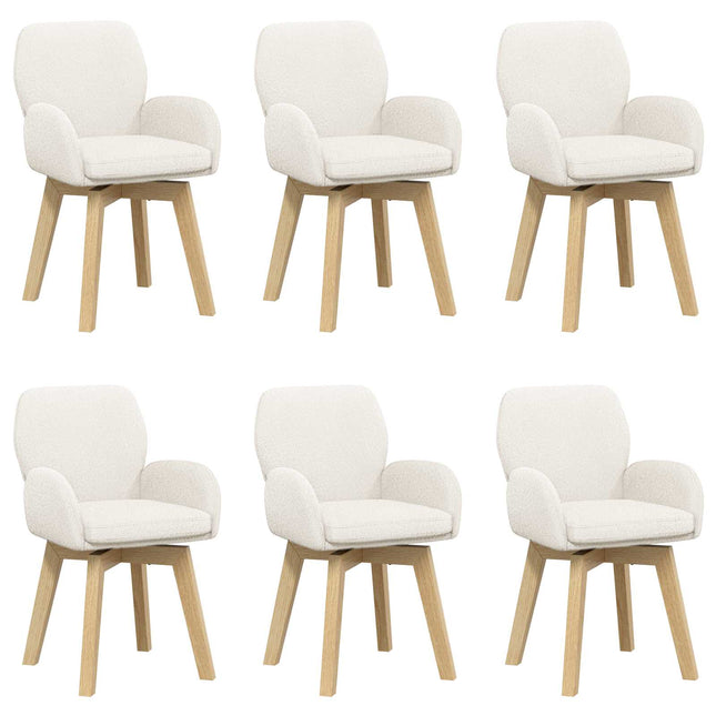 Svingende Spisestole 6 pcs Bouclé Cremefarvet 54 x 58 x 87 cm