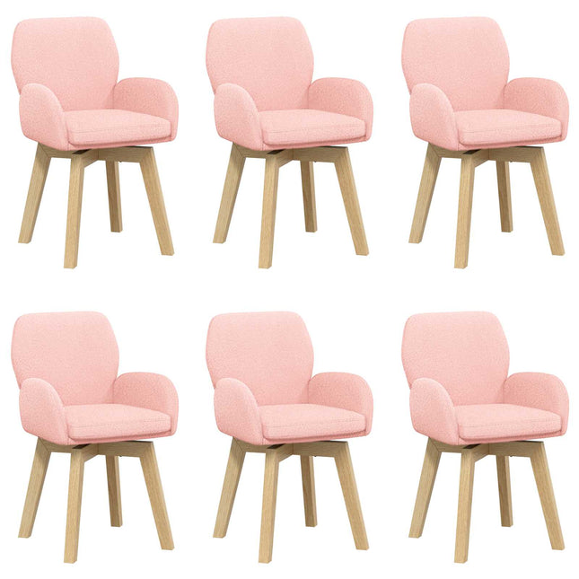 Svingende Spisestole 6 pcs Bouclé Lyserød 54 x 58 x 87 cm