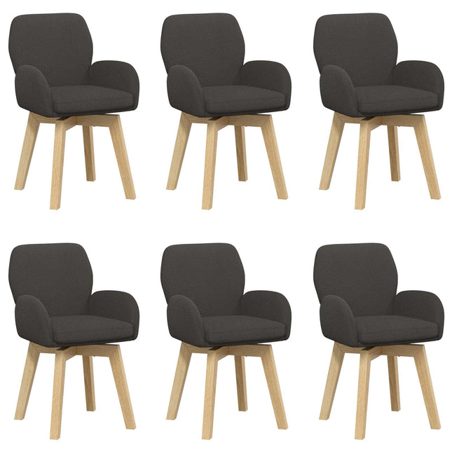 Svingende Spisestole 6 pcs Bouclé Mørkegrå 54 x 58 x 87 cm