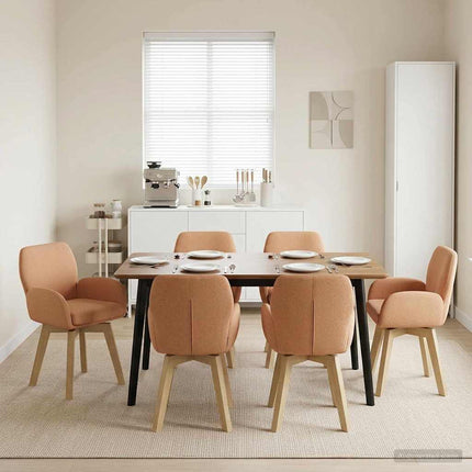 Svingende Spisestole 6 stk. Bouclé Beige 54 x 58 x 87 cm