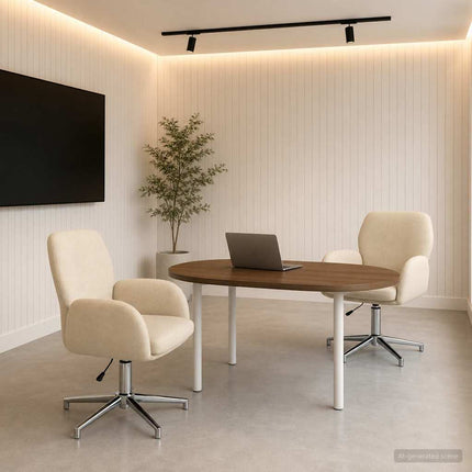 Drejestole 2 stk. 54 x 58 x 90 cm Cremefarvet Stof
