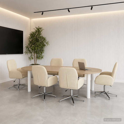 Drejestole 6 stk. 54 x 58 x 90 cm Cremefarvet Stof