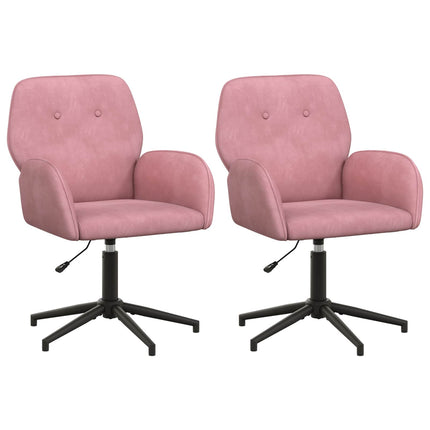 Drejestole 2 stk. 54 x 55 x 90 cm Lyserød Velour (V)