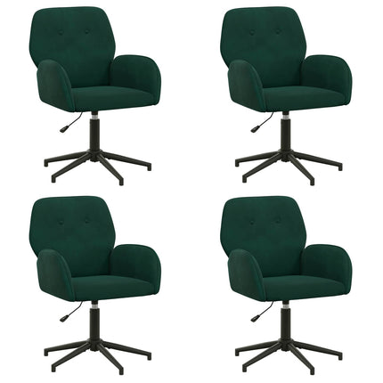 Drejestole 4 stk. 54 x 55 x 90 cm Mørkegrøn Velour (V)