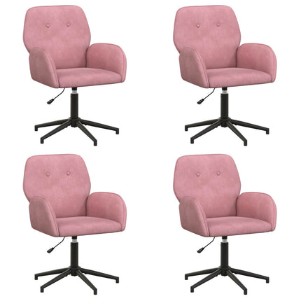 Drejestole 4 stk. 54 x 55 x 90 cm Lyserød Velour (V)