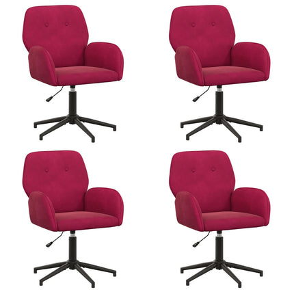 Drejestole 4 stk. 54 x 55 x 90 cm Vinrød Velour (V)