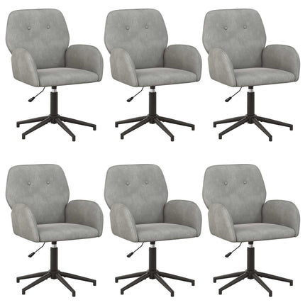 Drejestole 6 stk. 54 x 55 x 90 cm Lysegrå Velour (V)