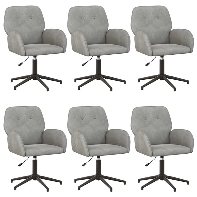 Drejestole 6 stk. 54 x 55 x 90 cm Lysegrå Velour (V)