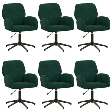 Drejestole 6 stk. 54 x 55 x 90 cm Mørkegrøn Velour (V)