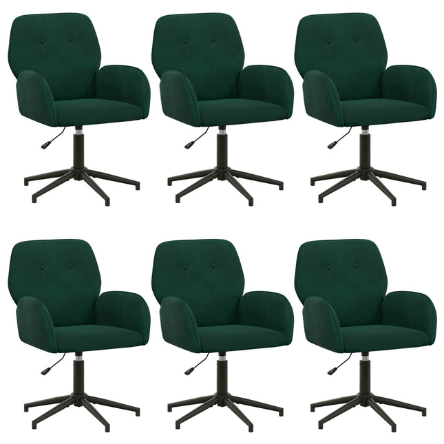 Drejestole 6 stk. 54 x 55 x 90 cm Mørkegrøn Velour (V)