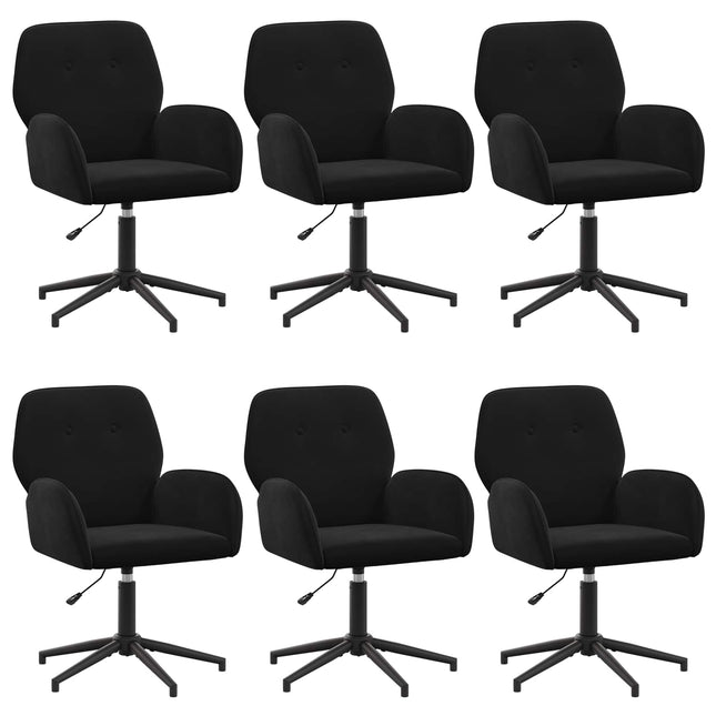 Drejestole 6 stk. 54 x 55 x 90 cm Sort Velour (V)