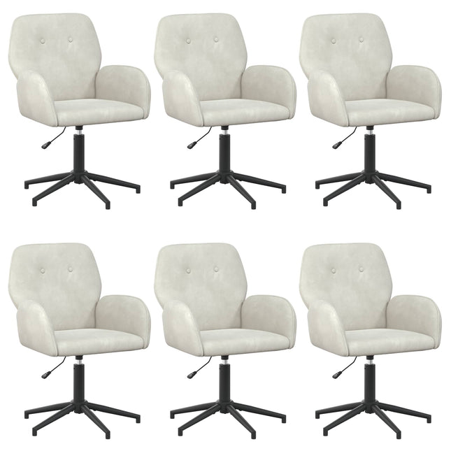 Drejestole 6 stk. 54 x 55 x 90 cm Cremefarvet Velour (V)