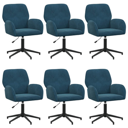 Drejestole 6 stk. 54 x 55 x 90 cm Blå Velour (V)
