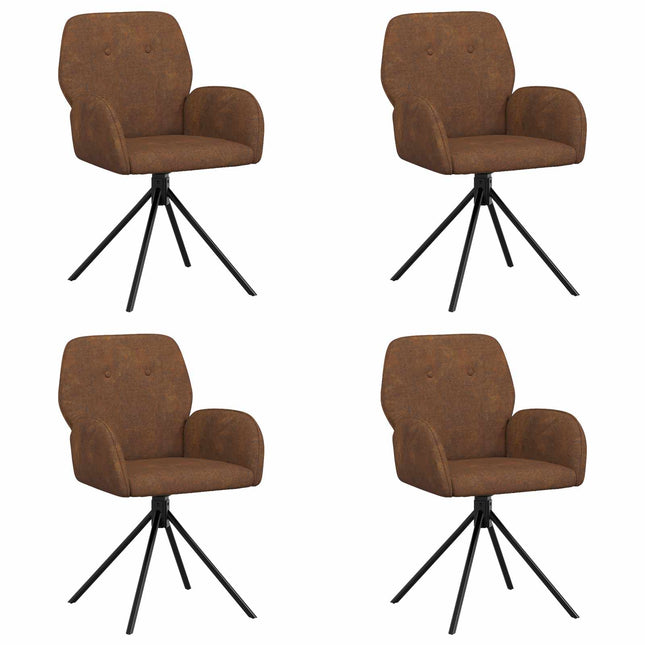 Svingende Spisestole 4 pcs Faux Suede Læder Brun
