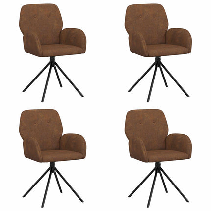 Svingende Spisestole 4 stk. Faux Suede Læder Brun