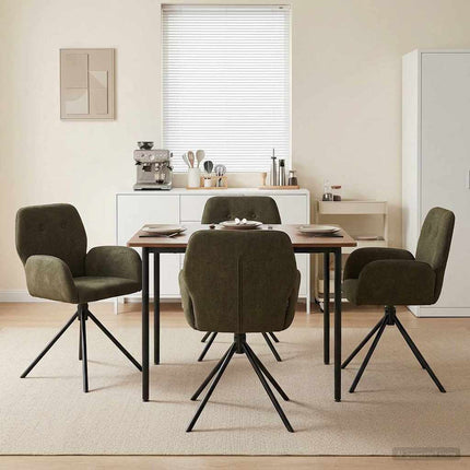 Svingende Spisestole 4 stk. Faux Suede Læder Army Grøn