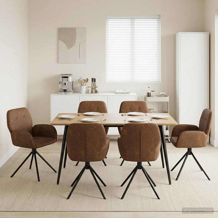 Svingende Spisestole 6 stk. Faux Suede Læder Brun