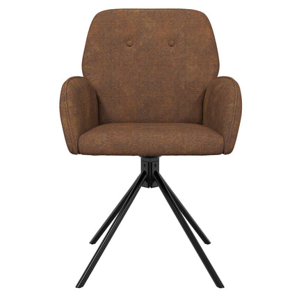 Svingende Spisestole 6 stk. Faux Suede Læder Brun