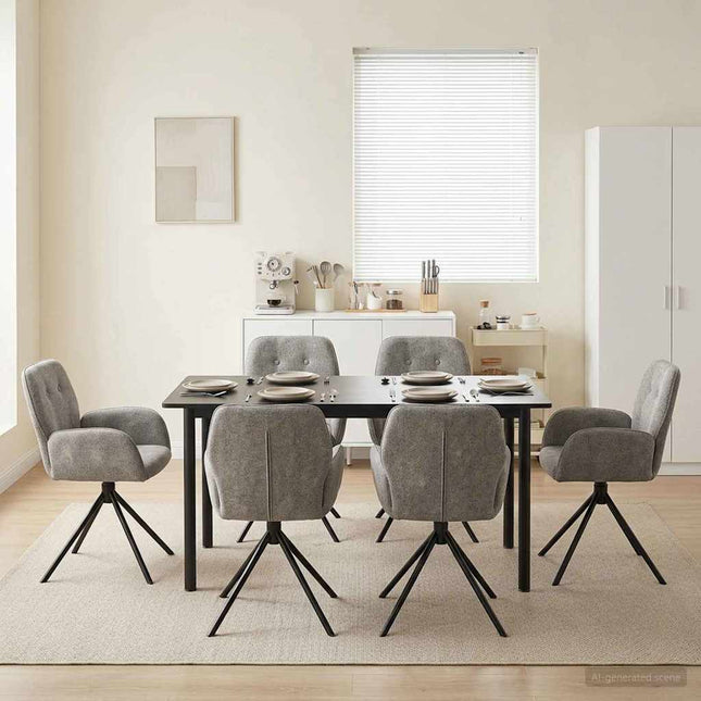 Svingende Spisestole 6 pcs Faux Suede Læder Lysegrå