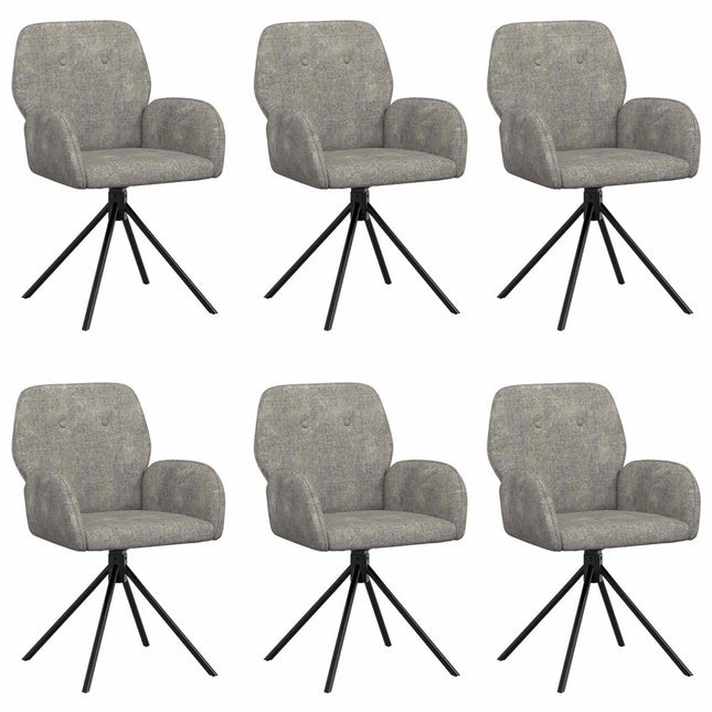 Svingende Spisestole 6 pcs Faux Suede Læder Lysegrå