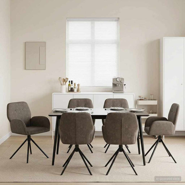 Svingende Spisestole 6 pcs Faux Suede Læder Mørkegrå
