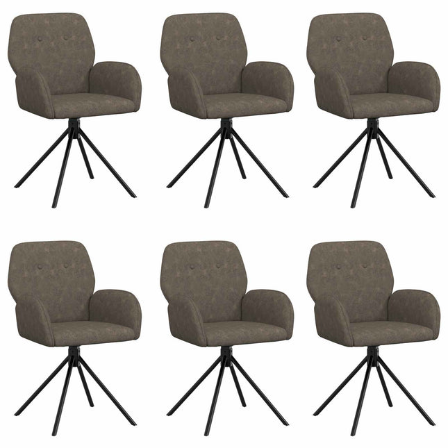 Svingende Spisestole 6 pcs Faux Suede Læder Mørkegrå