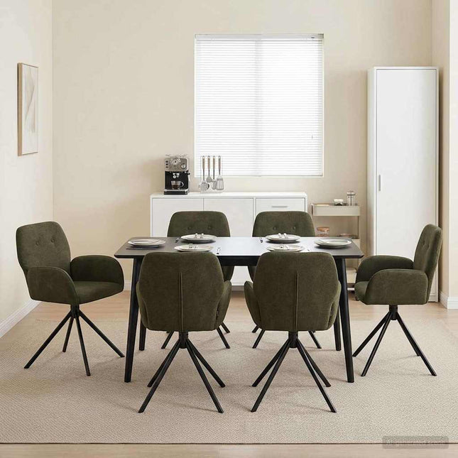 Svingende Spisestole 6 pcs Faux Suede Læder Army Grøn