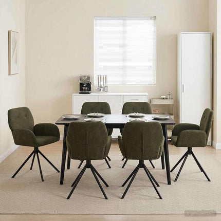 Svingende Spisestole 6 stk. Faux Suede Læder Army Grøn