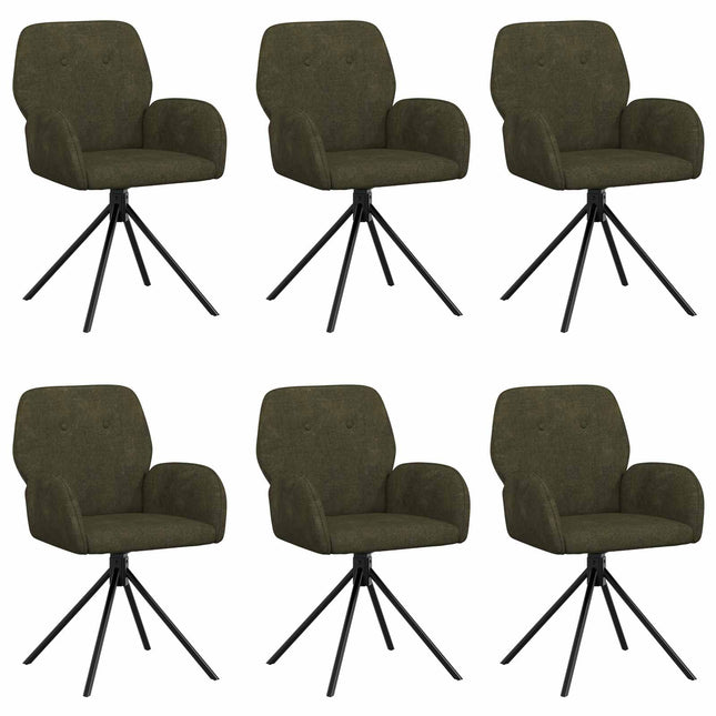 Svingende Spisestole 6 pcs Faux Suede Læder Army Grøn