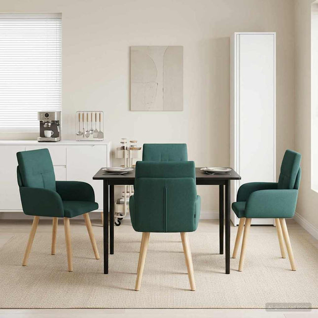 Spisestole 4 pcs Stof Mørkegrøn 60 x 56 x 96 cm