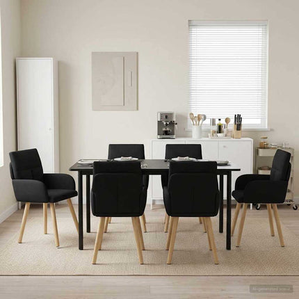 Spisestole 6 stk. Stof Sort 60 x 56 x 96 cm