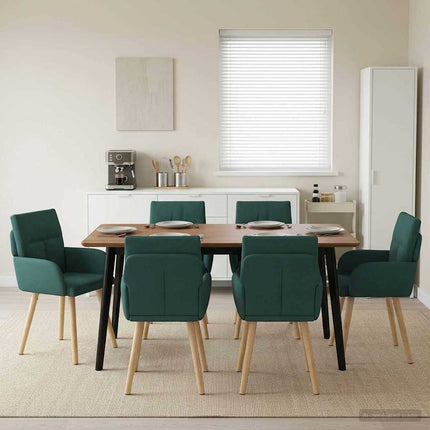 Spisestole 6 pcs Stof Mørkegrøn 60 x 56 x 96 cm