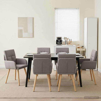 Spisestole 6 stk. Stof Gråbrun 60 x 56 x 96 cm