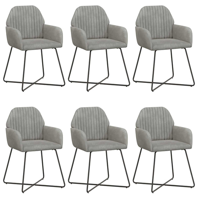 Spisestole 6 pcs Velour (V) Lysegrå 55 x 50 x 84 cm