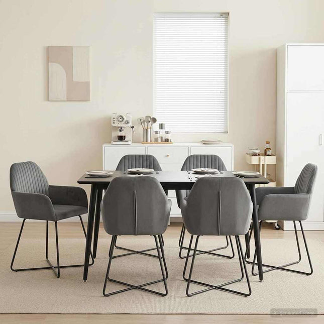 Spisestole 6 pcs Velour (V) Mørkegrå 55 x 50 x 84 cm