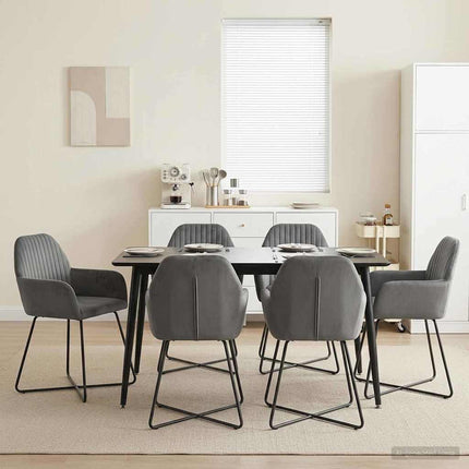 Spisestole 6 stk. Fløjl Mørkegrå 55 x 50 x 84 cm