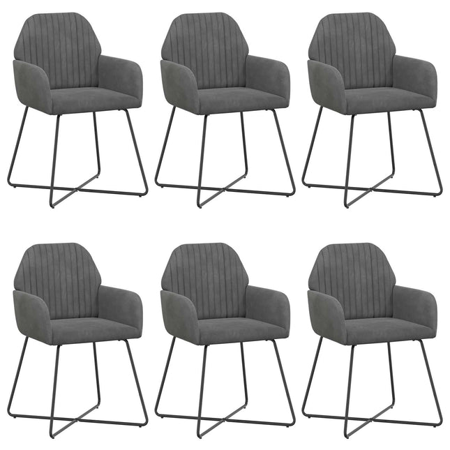 Spisestole 6 pcs Velour (V) Mørkegrå 55 x 50 x 84 cm