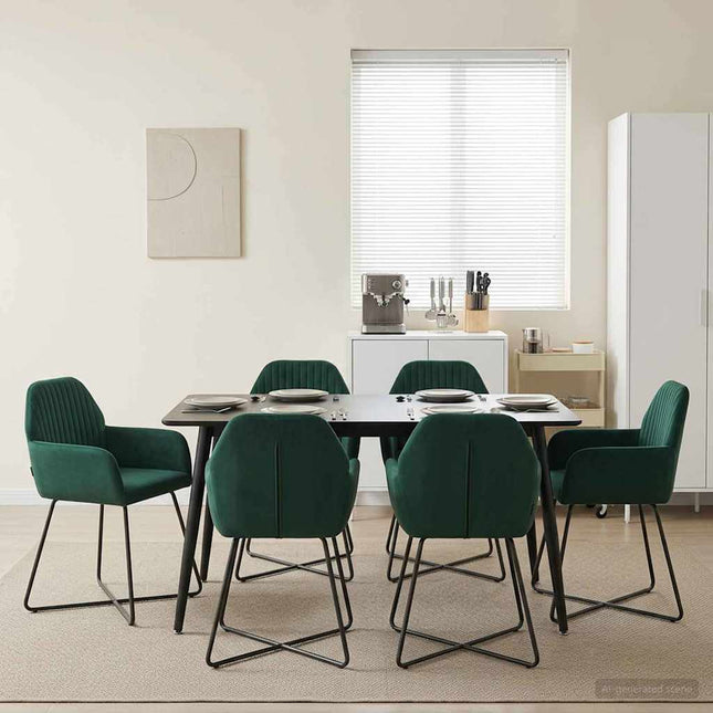 Spisestole 6 pcs Velour (V) Mørkegrøn 55 x 50 x 84 cm