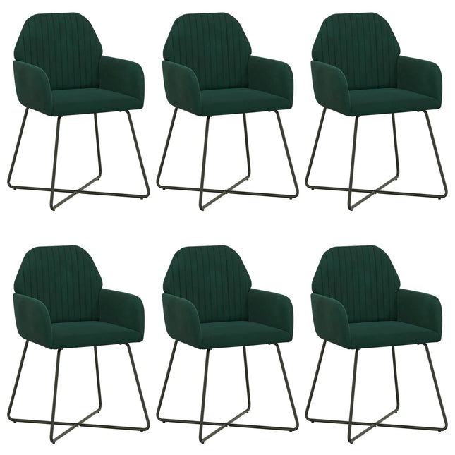 Spisestole 6 pcs Velour (V) Mørkegrøn 55 x 50 x 84 cm