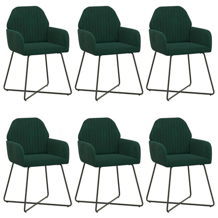 Spisestole 6 stk. Fløjl Mørkegrøn 55 x 50 x 84 cm